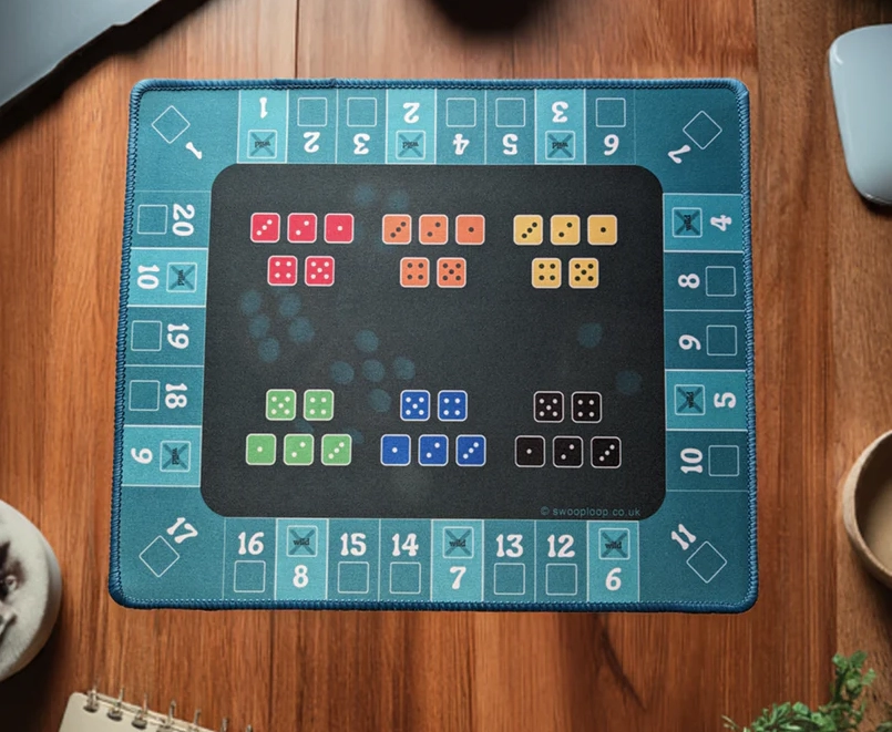 A picture of the gamemat on a desk